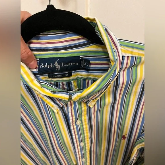 Vintage Ralph Lauren Stripe Classic fit Dress Shirt 100% Cotton XL - Picture 2 of 7